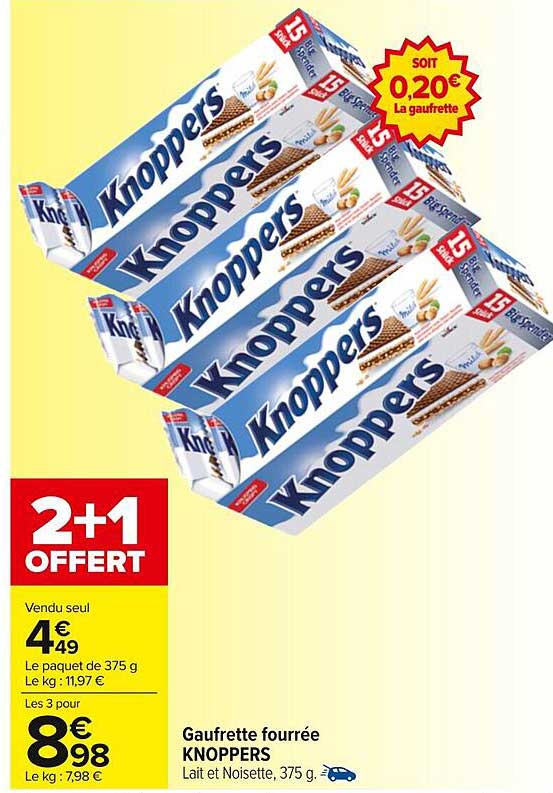 2+1 offert sur les Gaufrettes Knoppers