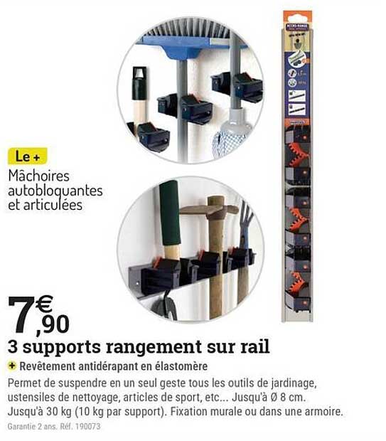 3 supports rangement sur rail