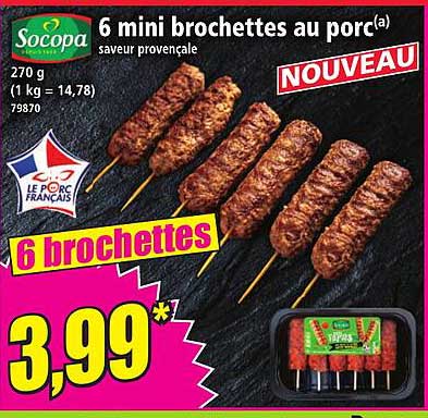 6 mini brochettes au porc - saveur provençale
