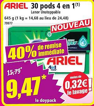 ARIEL 30 pods 4 en 1 Lenor Unstoppable