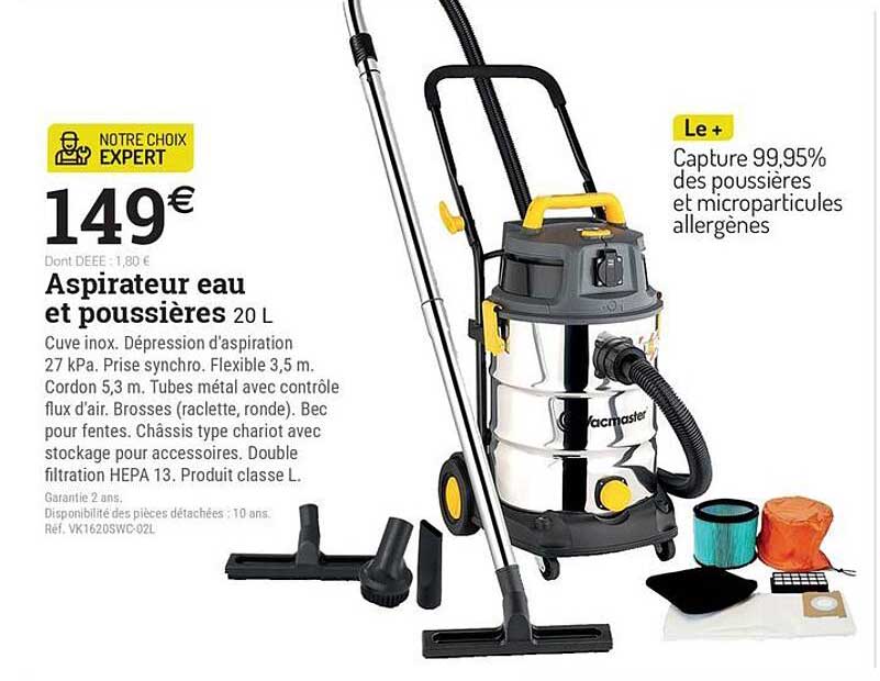 Aspirateur eau et poussières 20 L