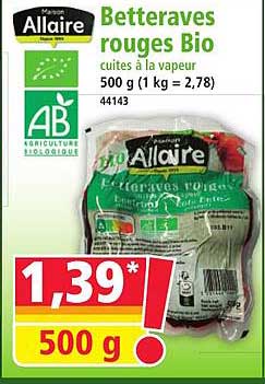 Betteraves rouges Bio cuites à la vapeur