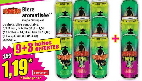 Bière aromatisée** mojito ou tropical
