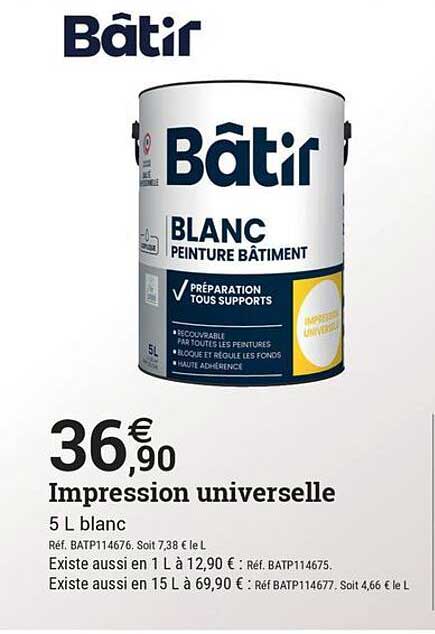 BLANC Peinture Bâtiment 5 L