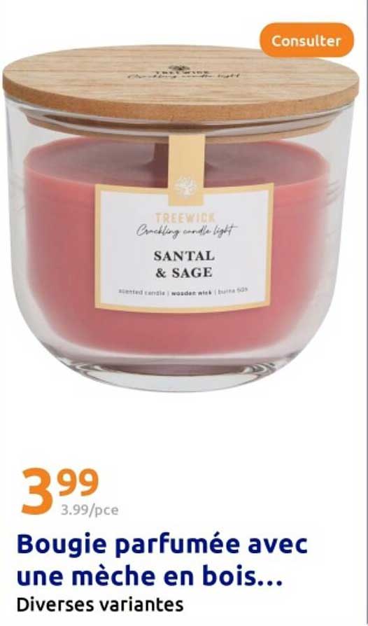 Bougie parfumée avec une mèche en bois...
