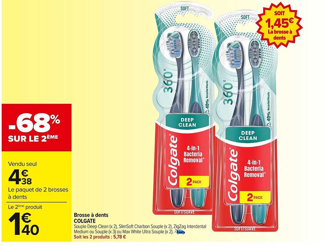 Brosse à dents Colgate 4-in-1 Bacteria Removal