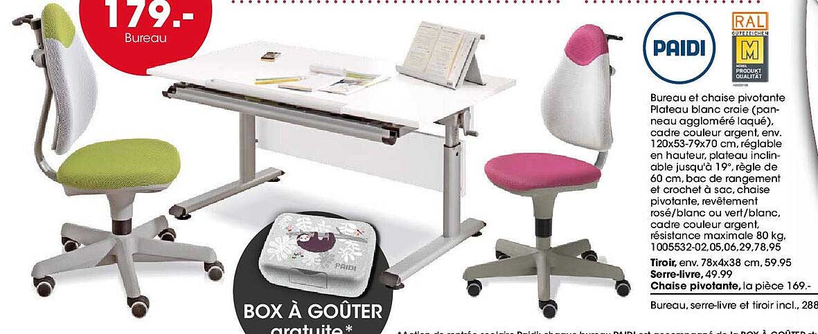 Bureau et chaise pivotante