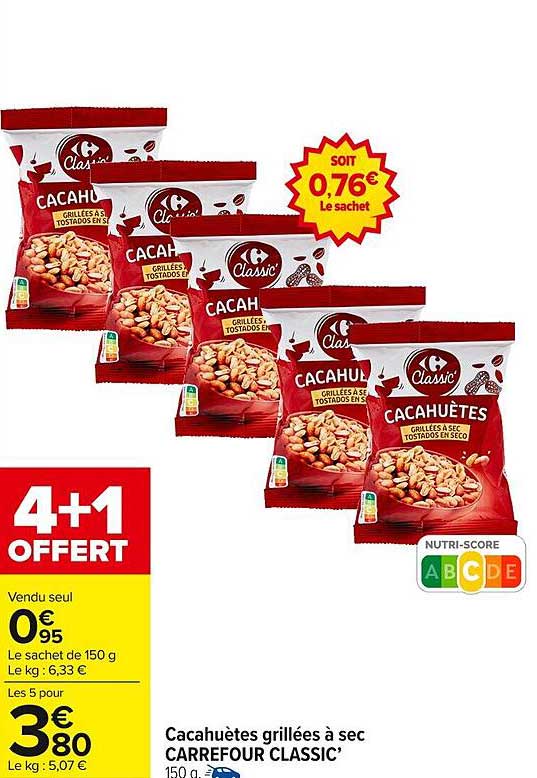 Cacahuètes grillées à sec CARREFOUR CLASSIC’