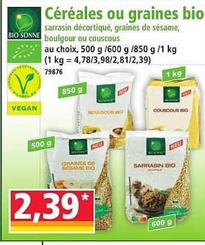 Céréales ou graines bio