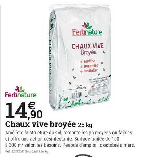 Chaux vive broyée 25 kg