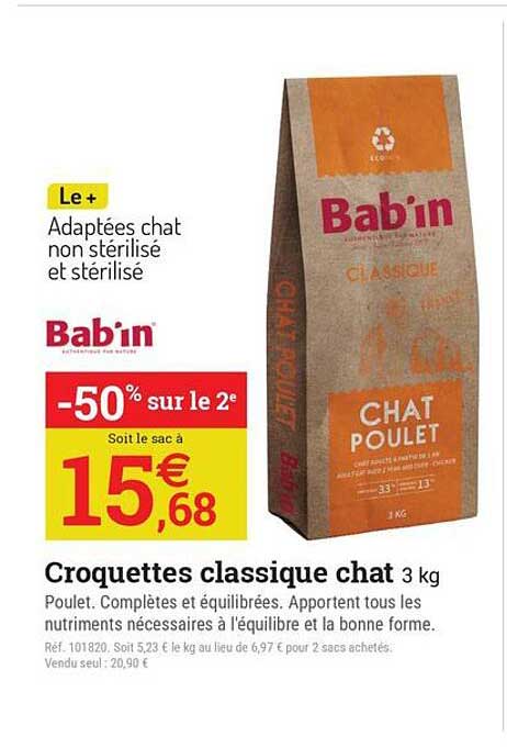 Croquettes classique chat 3 kg