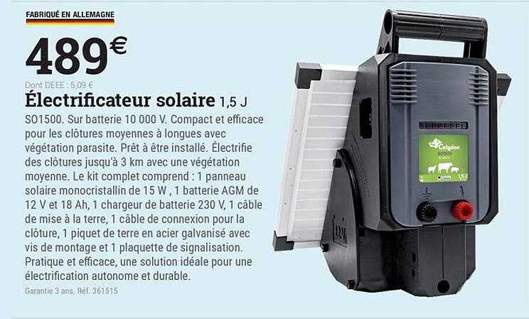 Électrificateur solaire 1,5 J SO1500