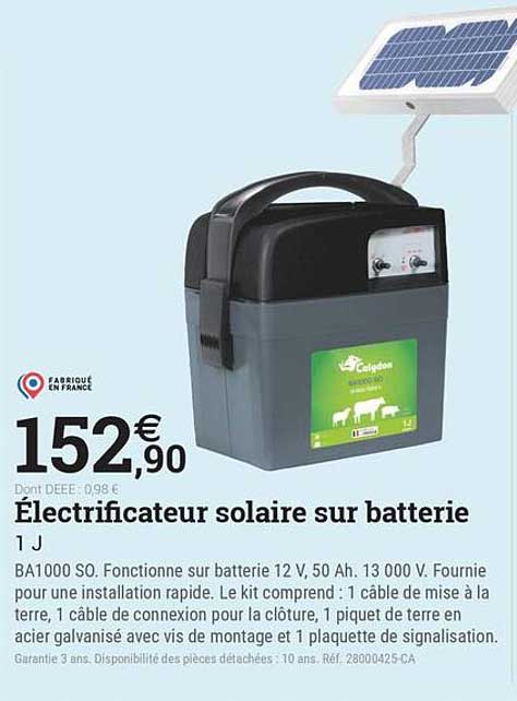 Électrificateur solaire sur batterie