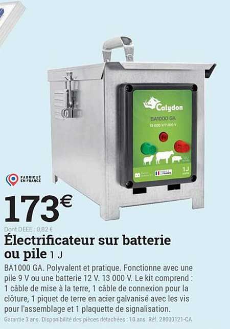 Électrificateur sur batterie ou pile 1 J