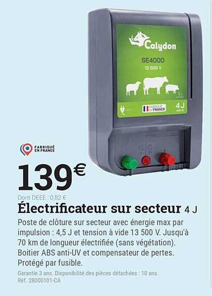 Électrificateur sur secteur 4 J