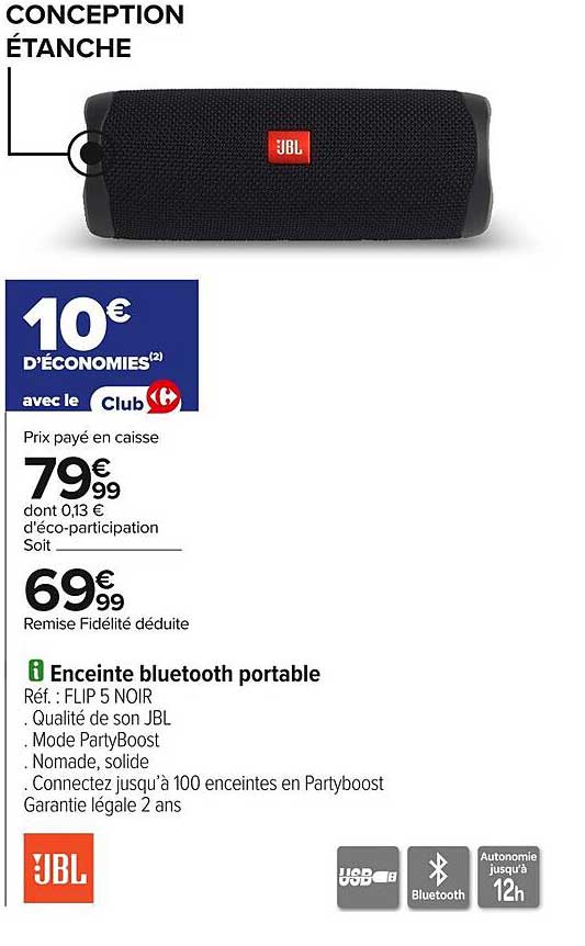 Enceinte bluetooth portable FLIP 5 NOIR