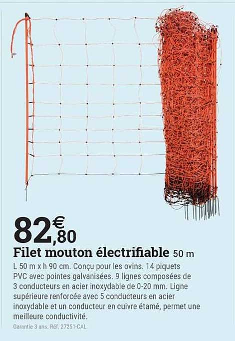 Filet mouton électrifiable 50 m