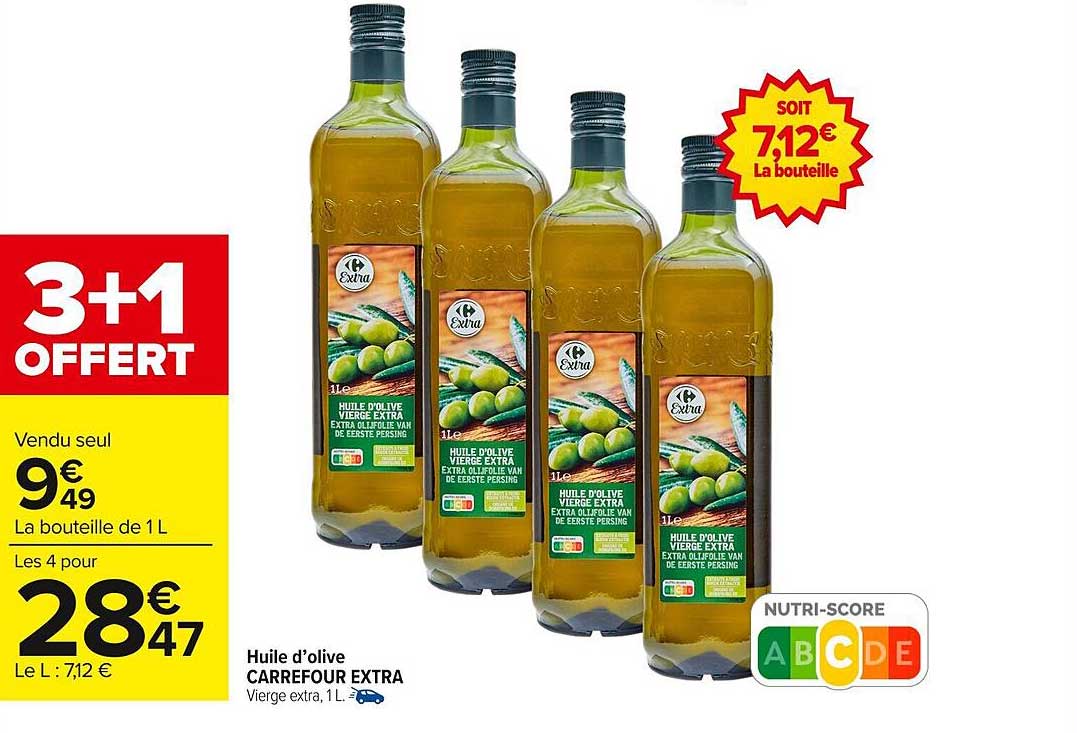 Huile d'olive CARREFOUR EXTRA Vierge extra, 1 L