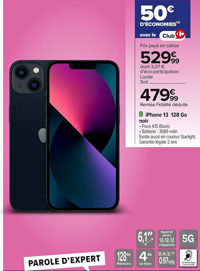 iPhone 13 128 Go noir