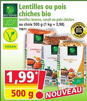 Lentilles ou pois chiches bio