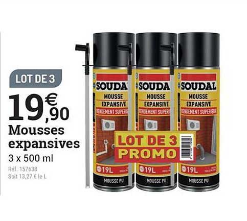 LOT DE 3 Mousse expansive