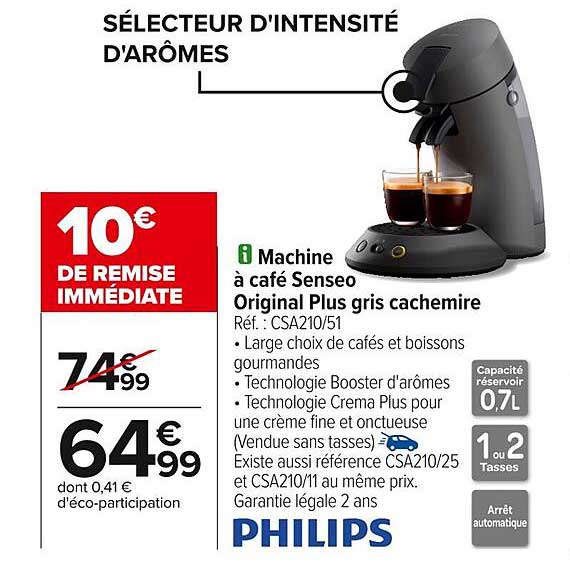 Machine à café Senseo Original Plus gris cachemire