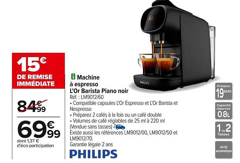 Machine à espresso L'Or Barista Piano noir