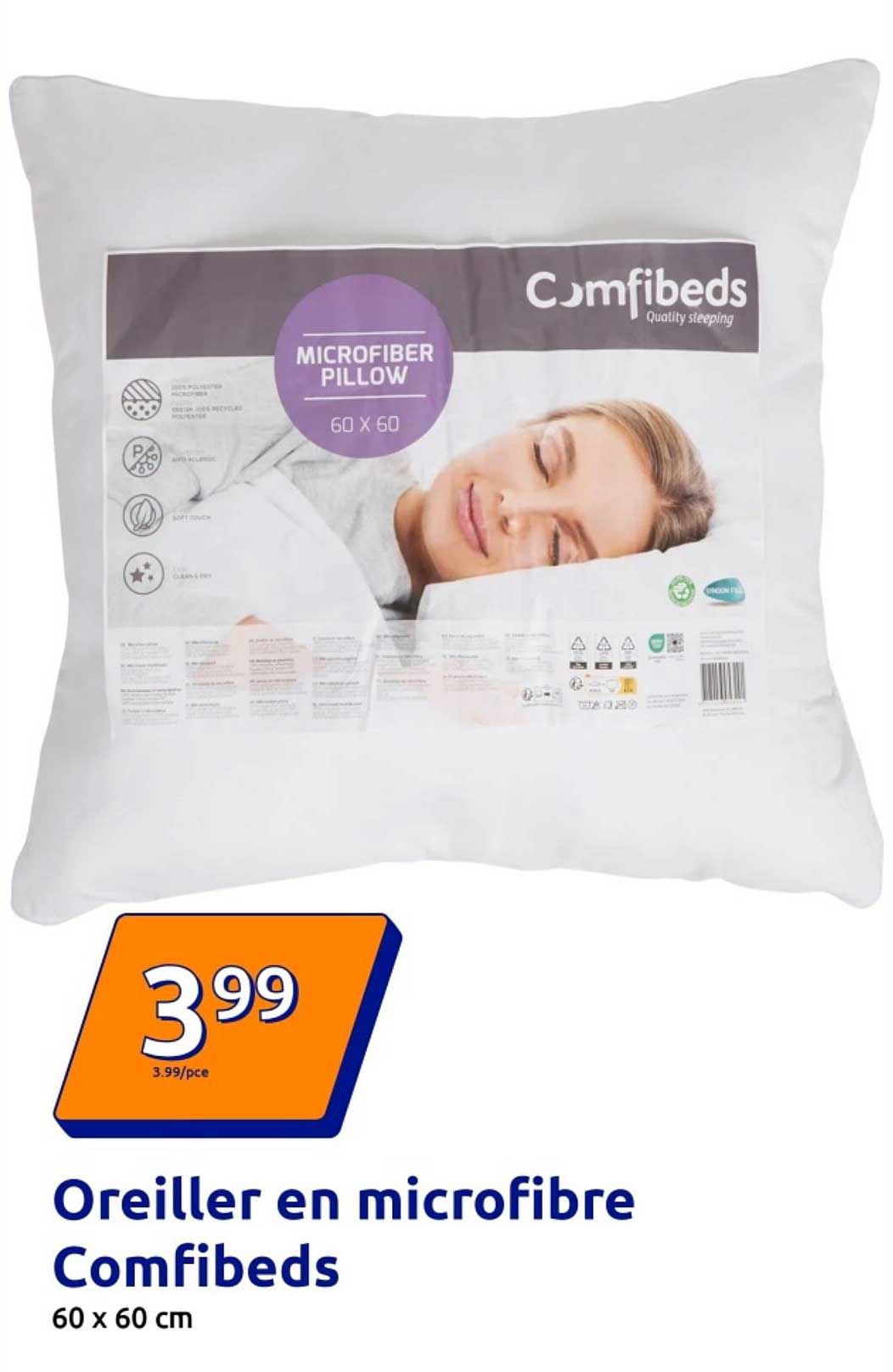 Oreiller en microfibre Comfibeds 60 x 60 cm