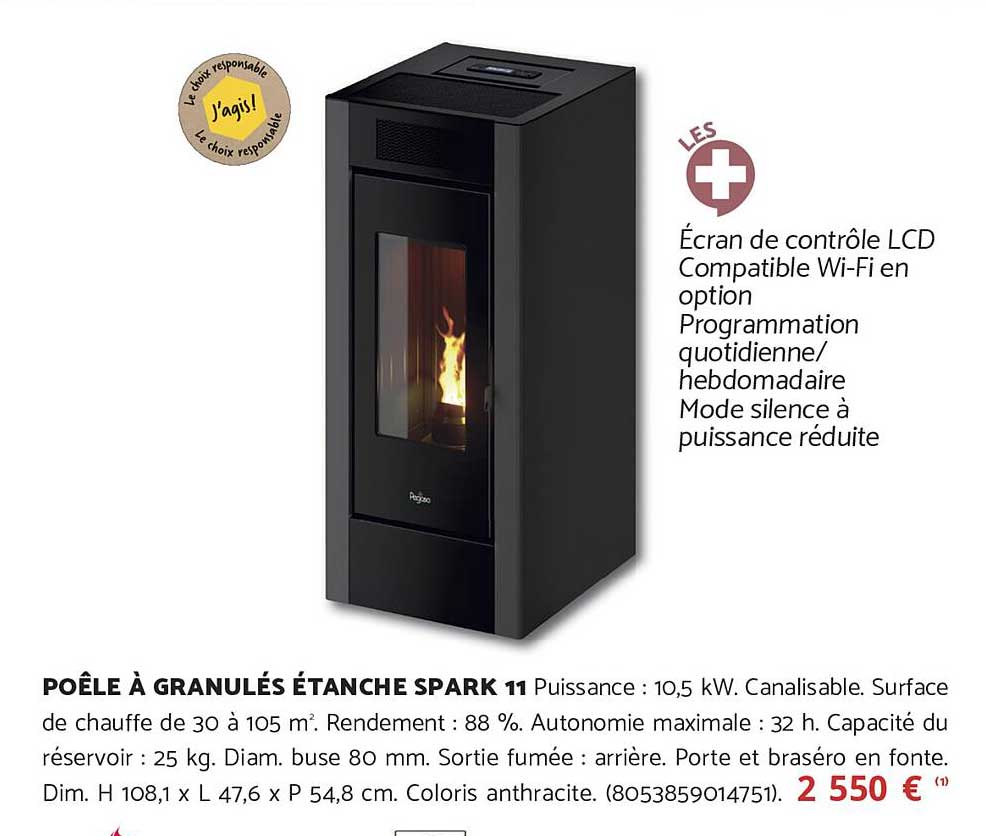 POÊLE À GRANULÉS ÉTANCHE SPARK 11