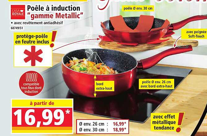 Poêle à induction "gamme Metallic"