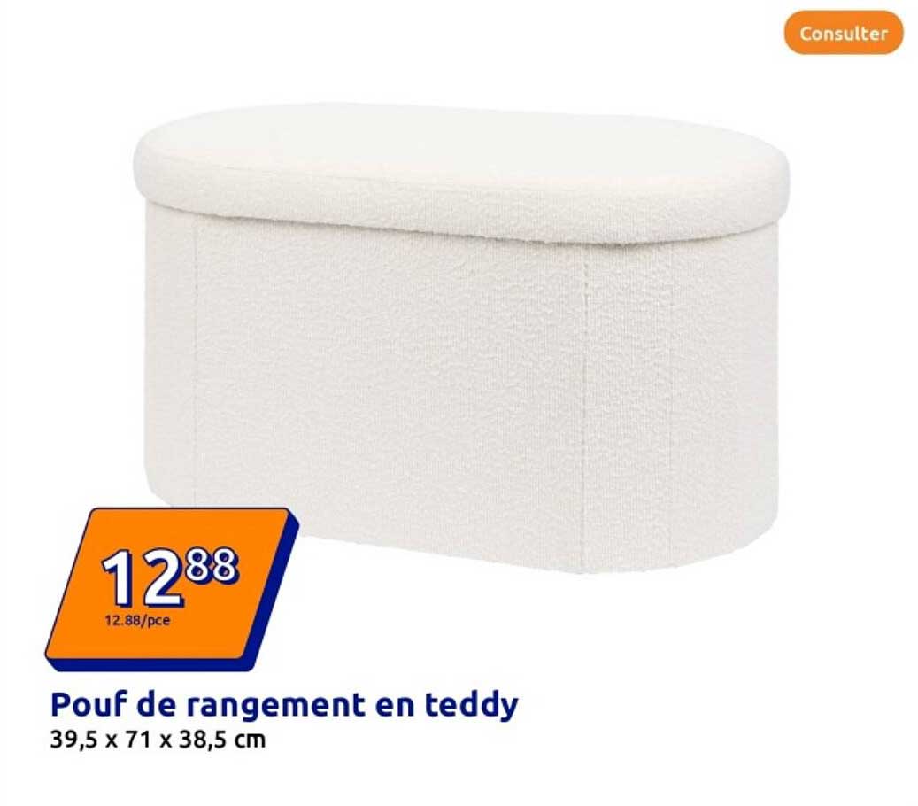 Pouf de rangement en teddy