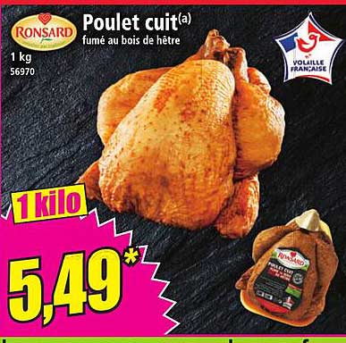 Poulet cuit fumé au bois de hêtre