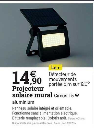 Projecteur solaire mural Circus 15 W