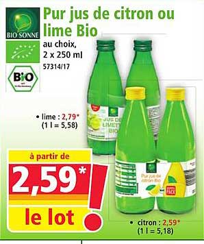 Pur jus de citron ou lime Bio
