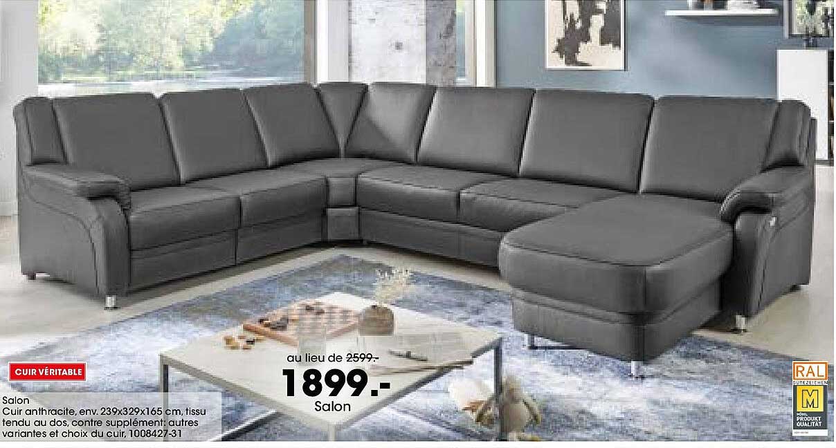 Salon Cuir Anthracite
