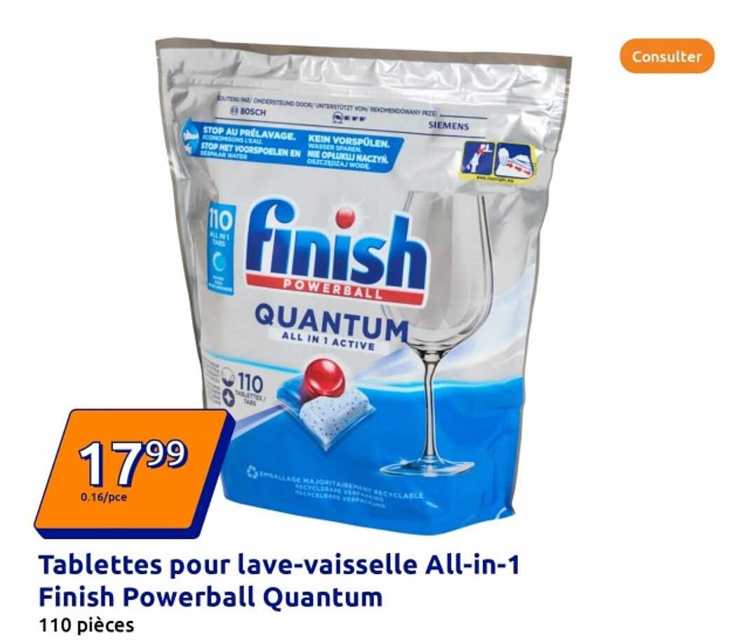Tablettes pour lave-vaisselle All-in-1 Finish Powerball Quantum