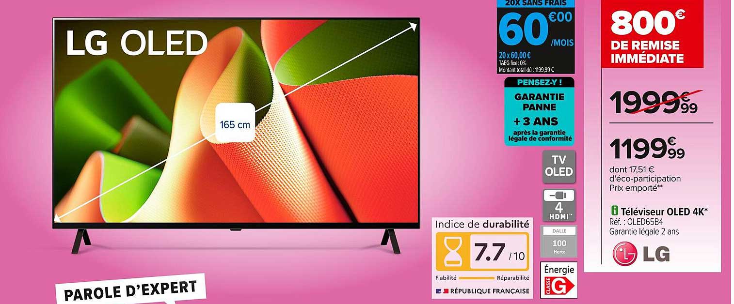 Téléviseur OLED 4K LG 65 pouces
