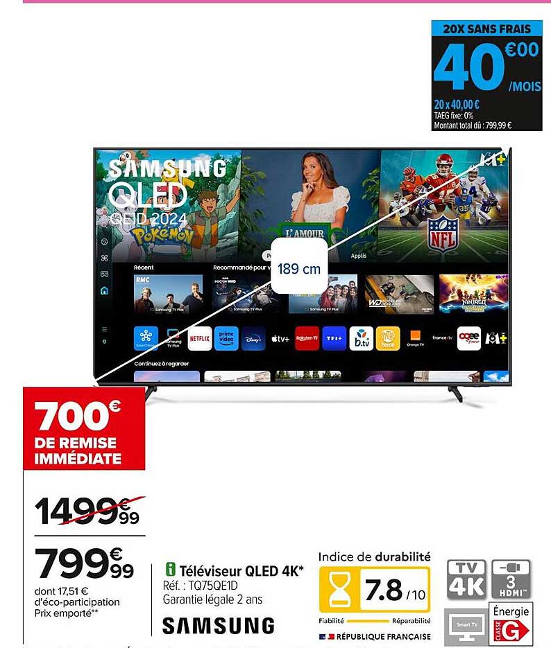Téléviseur QLED 4K - 700€ de remise immédiate