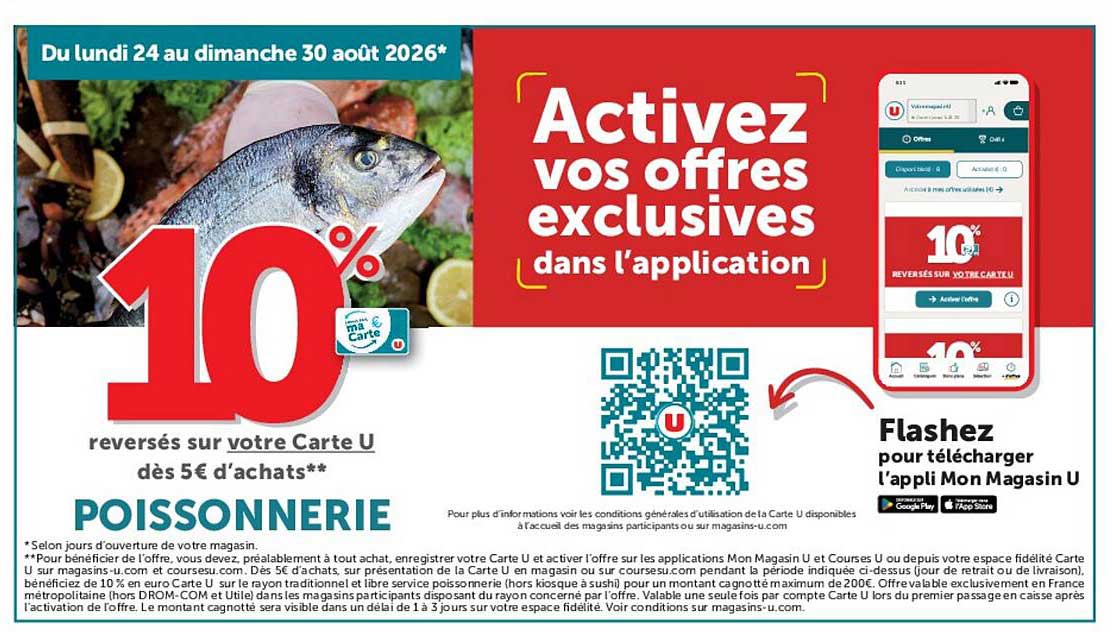 10% reversés sur votre Carte U dès 5€ d’achats**