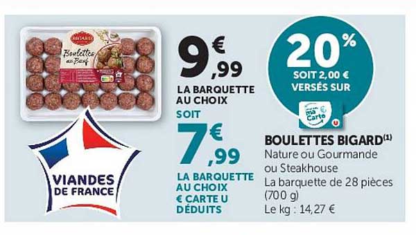20% soit 2,00 € versés sur carte U