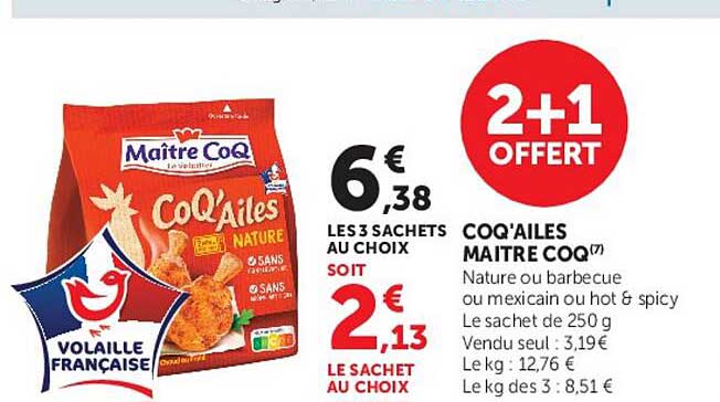 2+1 OFFERT COQ'AILES MAITRE COQ(*)