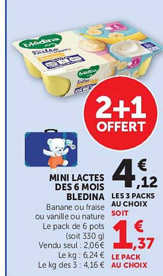 2+1 OFFERT MINI LACTES DES 6 MOIS BLEDINA