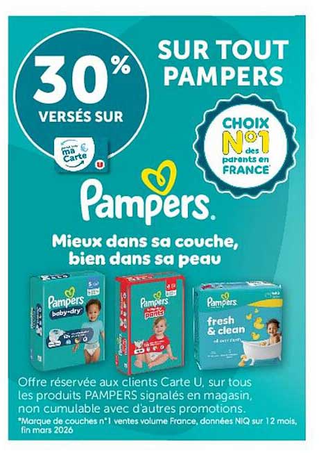 30% versés sur SUR TOUT PAMPERS
