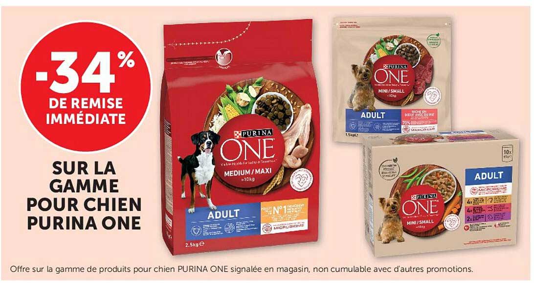 -34% DE REMISE IMMÉDIATE SUR LA GAMME POUR CHIEN PURINA ONE
