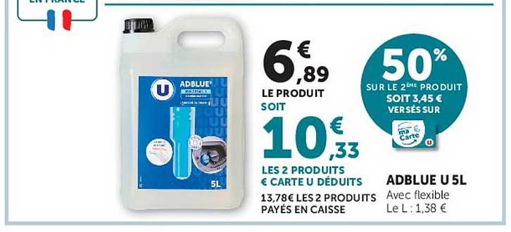 50% SUR LE 2ÈME PRODUIT SOIT 3,45 € VERSÉS SUR