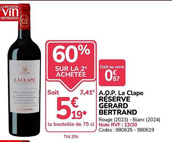 60% SUR LA 2e ACHETEE