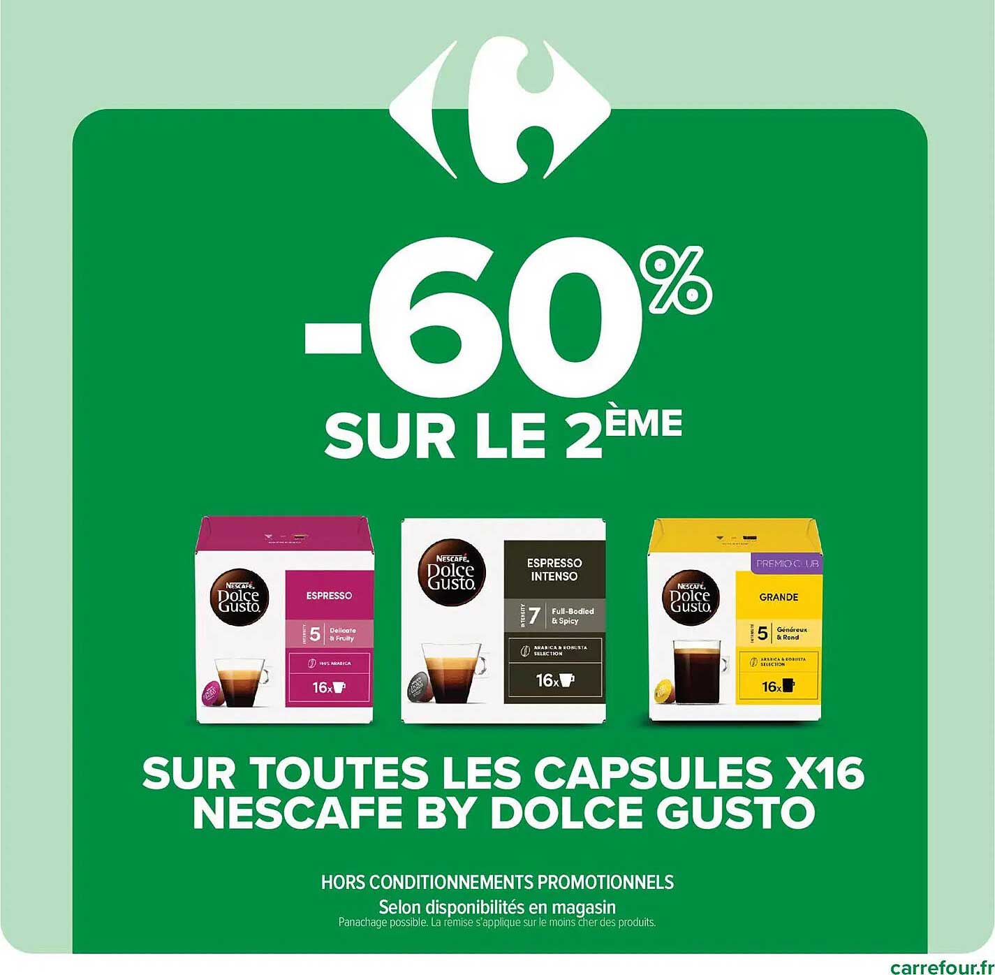-60% SUR LE 2ÈME SUR TOUTES LES CAPSULES X16 NESCAFÉ BY DOLCE GUSTO