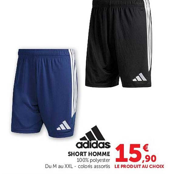 adidas SHORT HOMME 100% polyester Du M au XXL - coloris assortis LE PRODUIT AU CHOIX