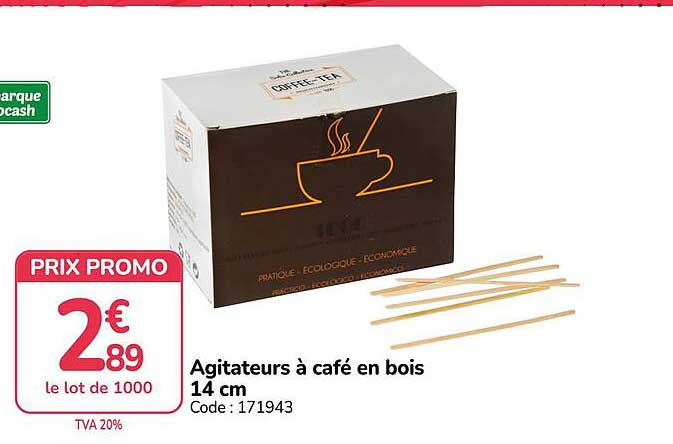 Agitateurs à café en bois 14 cm