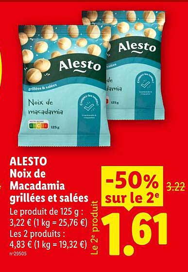 ALESTO Noix de Macadamia grillées et salées